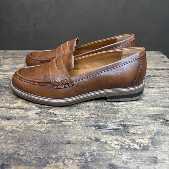 Earth Women’s Brown Leather Penny Loafer Flats Comfort Slip-On Shoes Size 7.5W - Picture 4 of 10